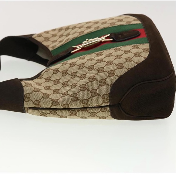 💎 ✨BEAUTIFUL ✨💎 Brown GG Canvas and Nubuck Leather Jackie Web Hobo crossbody - Picture 11 of 13